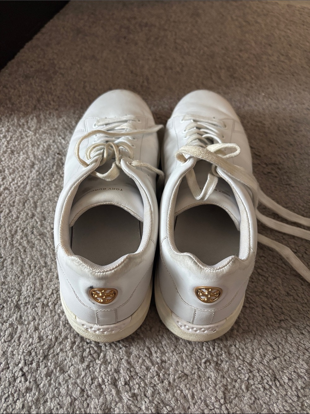 Tory Burch White Leather Low-Top Sneakers with Gold Logo